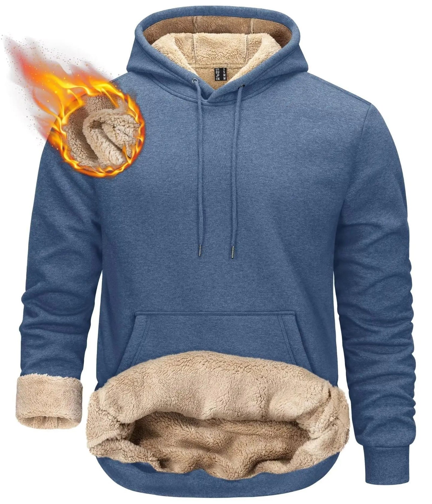 Mens Sherpa Lined Pullover Hoodie Fleece Sweatshirt