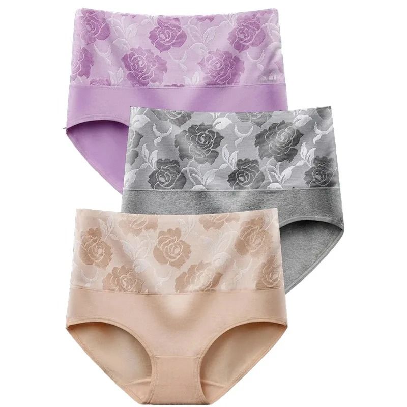 Womens Plus Size High Waist Cotton Panties 3 Pack M to 5XL