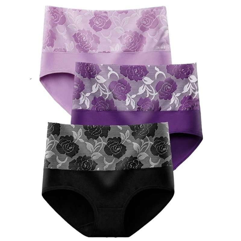 Womens Plus Size High Waist Cotton Panties 3 Pack M to 5XL