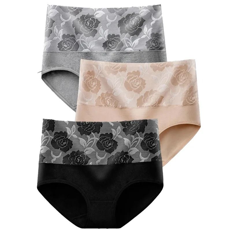 Womens Plus Size High Waist Cotton Panties 3 Pack M to 5XL
