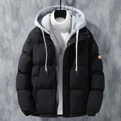 Winter Loose Fit Cotton Puffer Jacket for Men with Hood