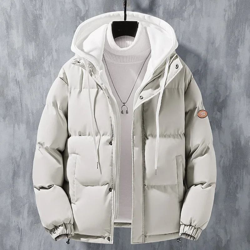 Winter Loose Fit Cotton Puffer Jacket for Men with Hood