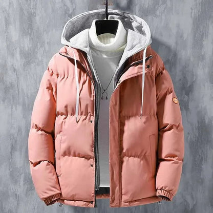 Winter Loose Fit Cotton Puffer Jacket for Men with Hood