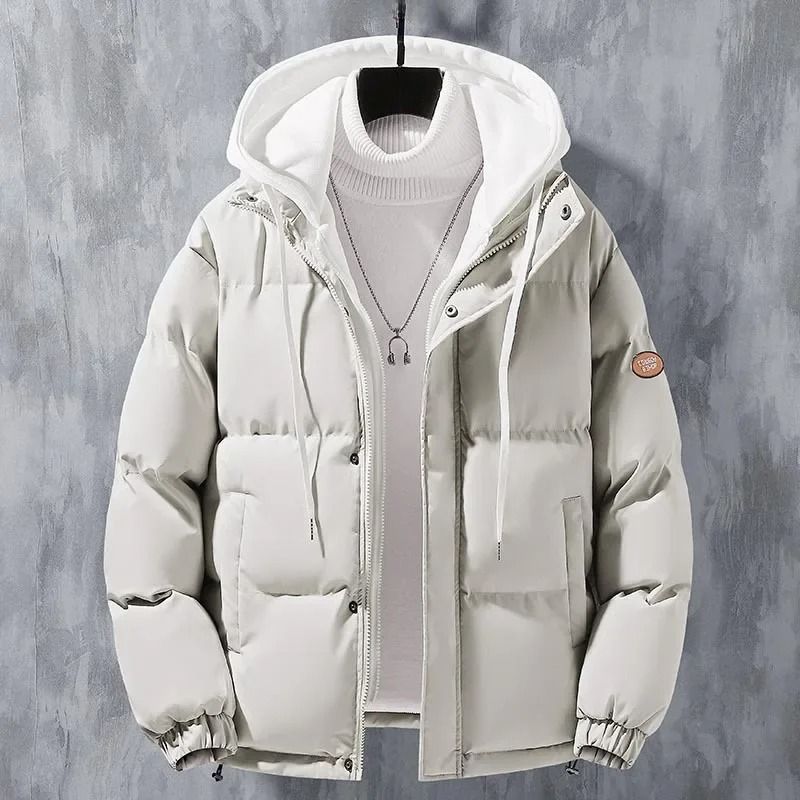 Winter Loose Fit Cotton Puffer Jacket for Men with Hood