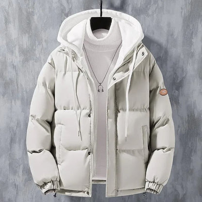Winter Loose Fit Cotton Puffer Jacket for Men with Hood