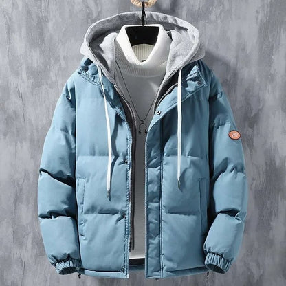 Winter Loose Fit Cotton Puffer Jacket for Men with Hood
