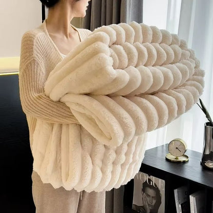 CozyStripes Thickened Multifunctional Throw Blanket