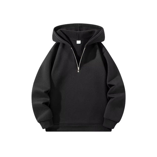 Mens Half-Zip Hoodie – Solid Color Long Sleeve Pullover for Autumn & Casual Sportswear