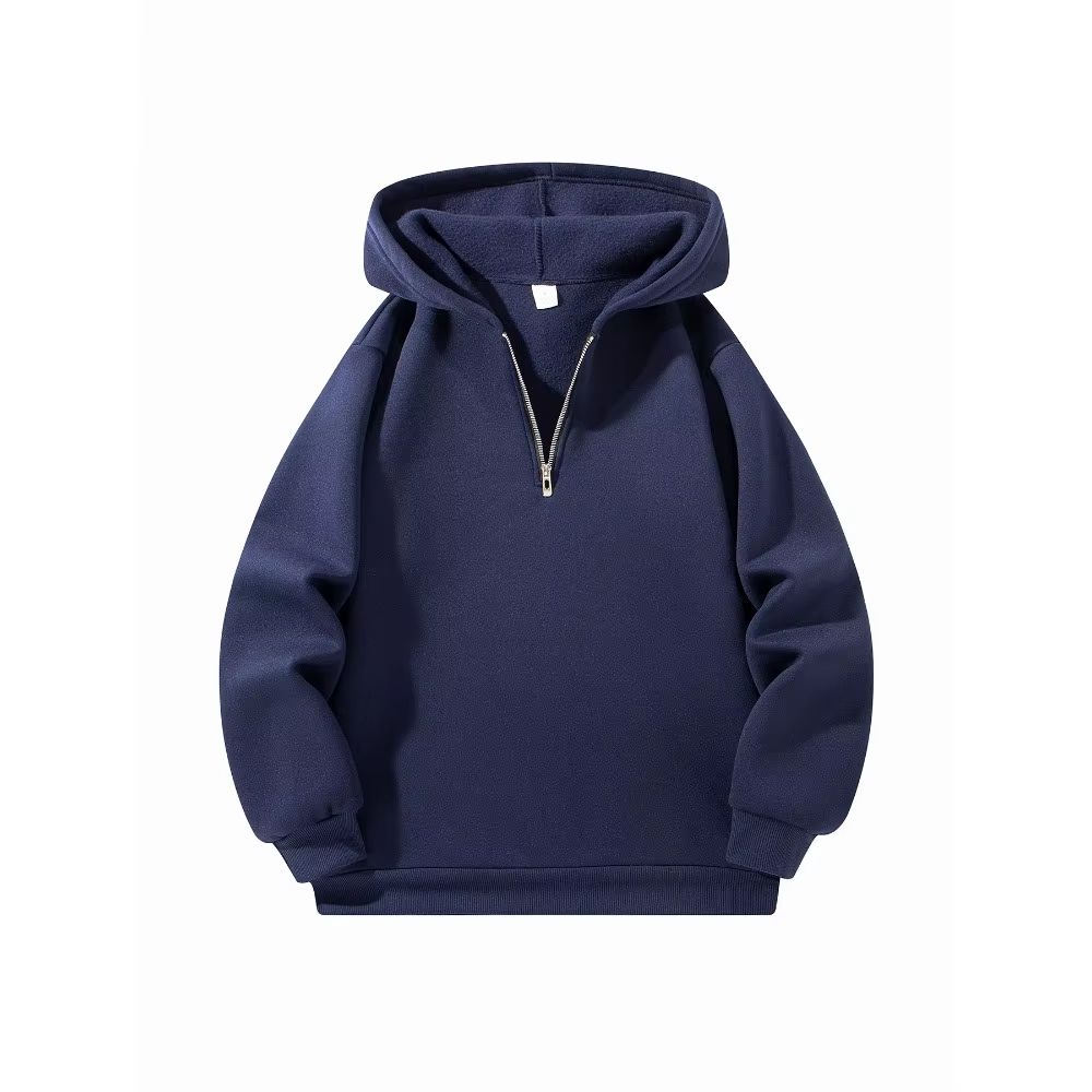 Mens Half-Zip Hoodie – Solid Color Long Sleeve Pullover for Autumn & Casual Sportswear