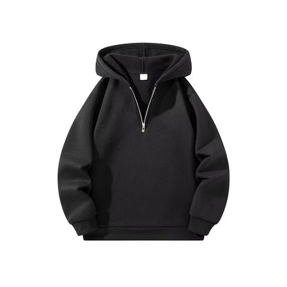 Mens Half-Zip Hoodie – Solid Color Long Sleeve Pullover for Autumn & Casual Sportswear