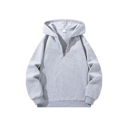 Mens Half-Zip Hoodie – Solid Color Long Sleeve Pullover for Autumn & Casual Sportswear