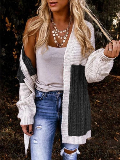 Womens Gradient Knit Cardigan Sweater Long Sleeve Warm Winter Coat
