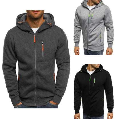 Mens Slim Fit Zipper Hooded Sweatshirt Lightweight Casual Sports Jacket
