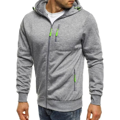 Mens Slim Fit Zipper Hooded Sweatshirt Lightweight Casual Sports Jacket