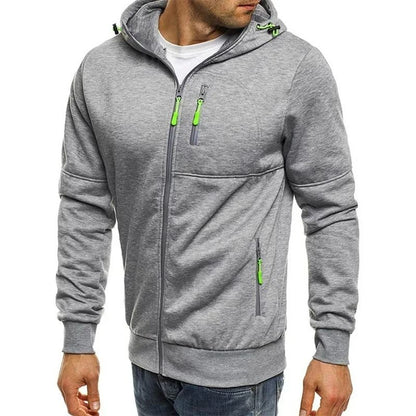 Mens Slim Fit Zipper Hooded Sweatshirt Lightweight Casual Sports Jacket