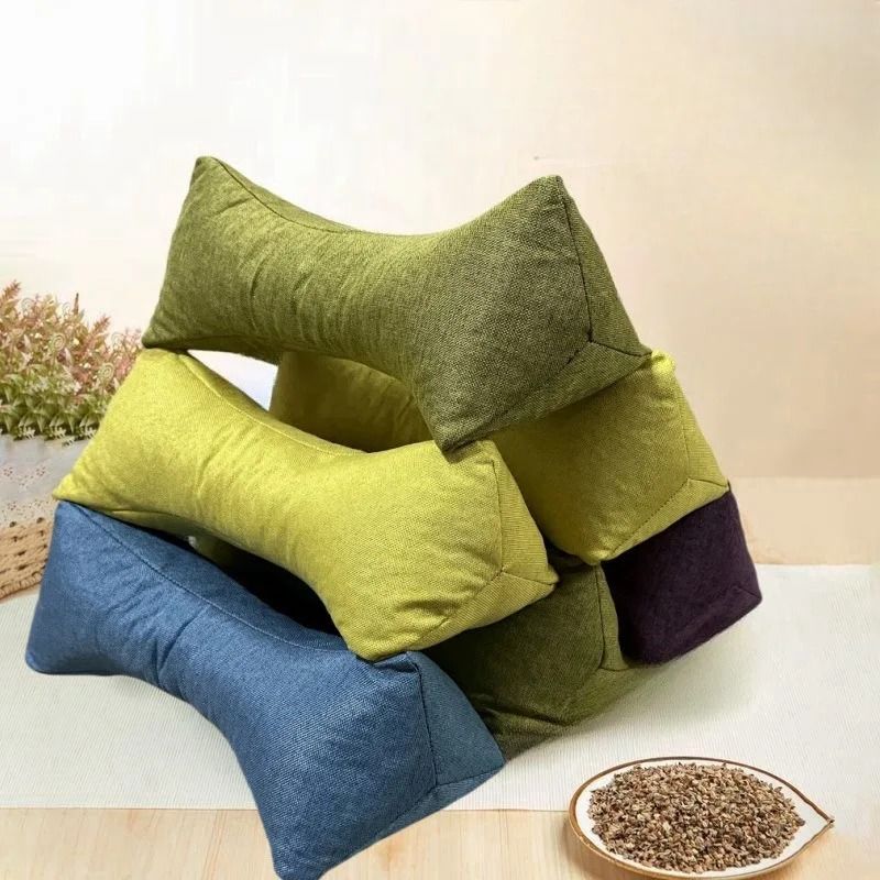 Natural Buckwheat Hull Cervical Pillow Triangular Neck Support for Traction Stretching and Fatigue Relief