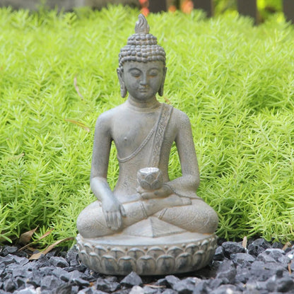Zen Inspired Solar Buddha Statue for Outdoor Garden and Entryway Decor