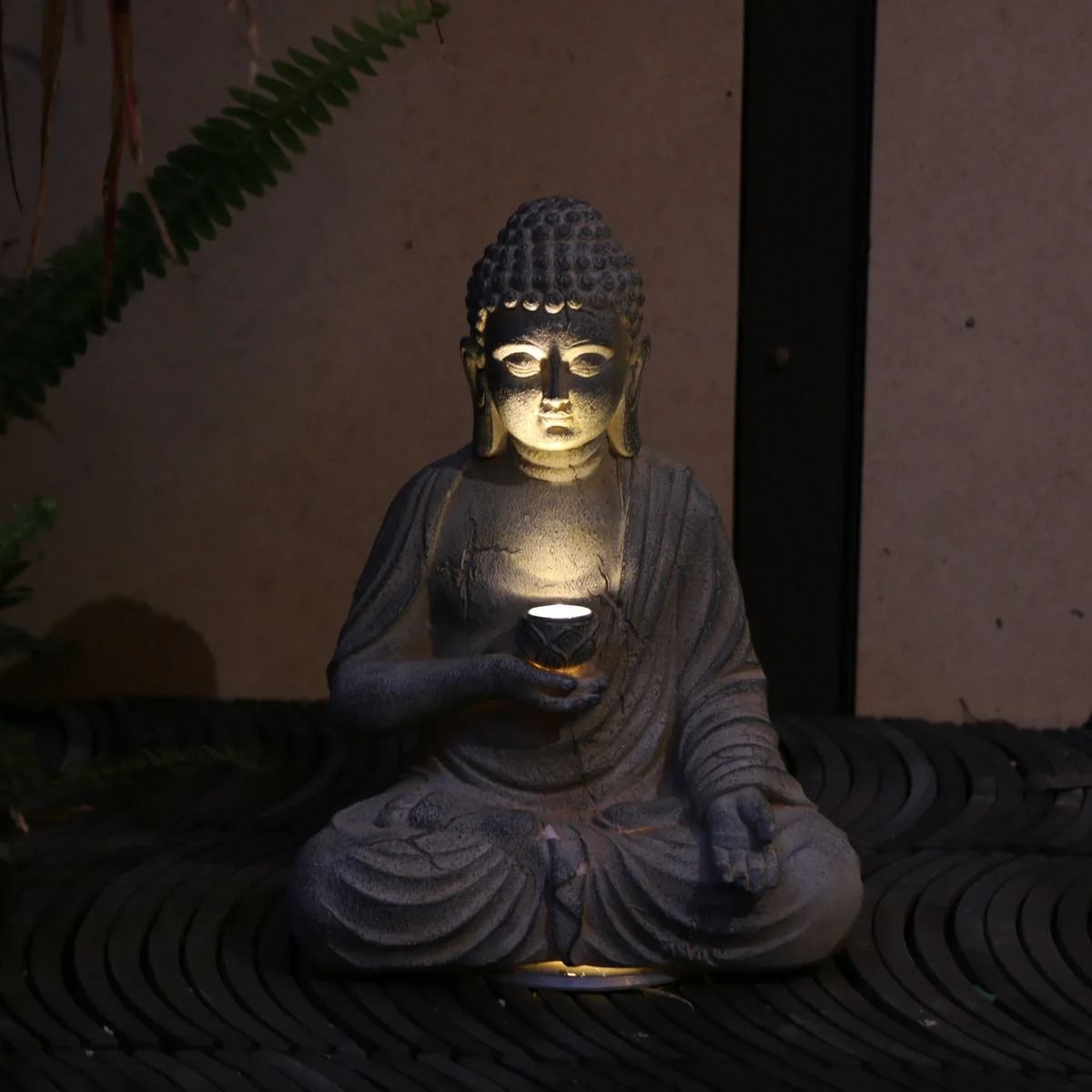 Zen Inspired Solar Buddha Statue for Outdoor Garden and Entryway Decor