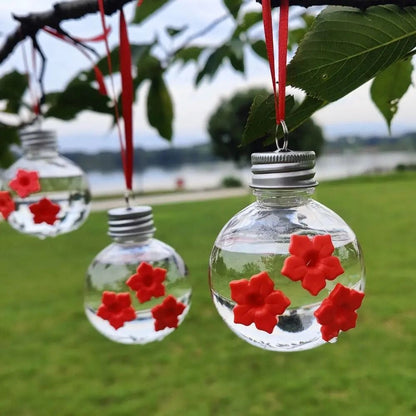 Leak Proof PET Hummingbird Feeder with 3 Flower Ports – Spherical or Heart Shape