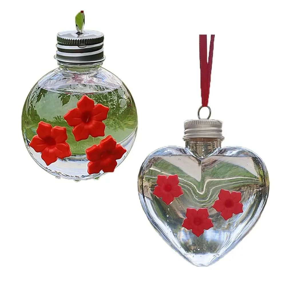 Leak Proof PET Hummingbird Feeder with 3 Flower Ports – Spherical or Heart Shape