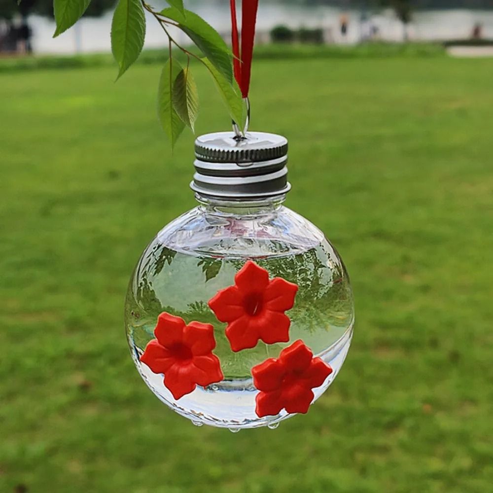 Leak Proof PET Hummingbird Feeder with 3 Flower Ports – Spherical or Heart Shape