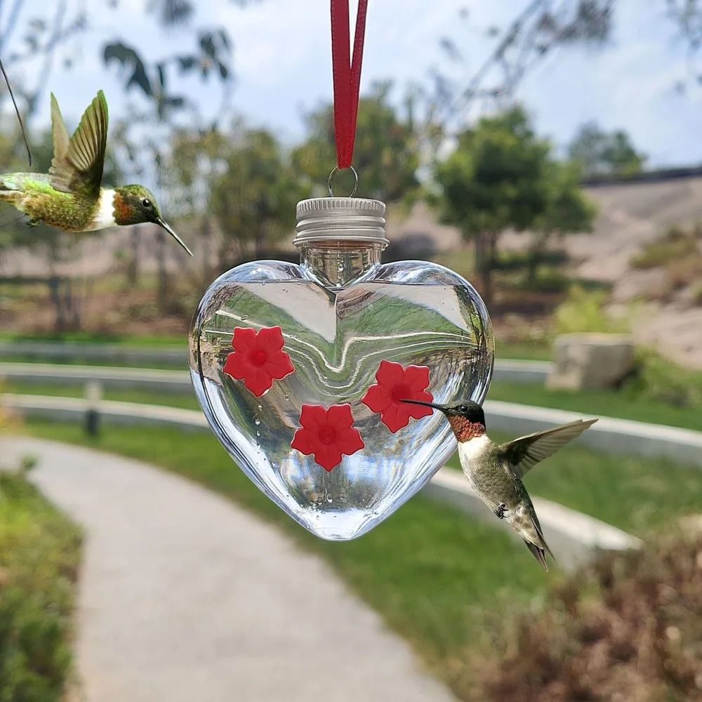 Leak Proof PET Hummingbird Feeder with 3 Flower Ports – Spherical or Heart Shape