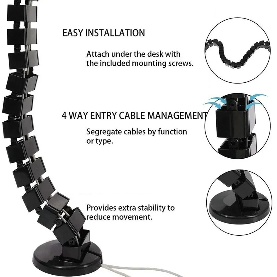 Spine Style Under Desk Cable Management Organizer