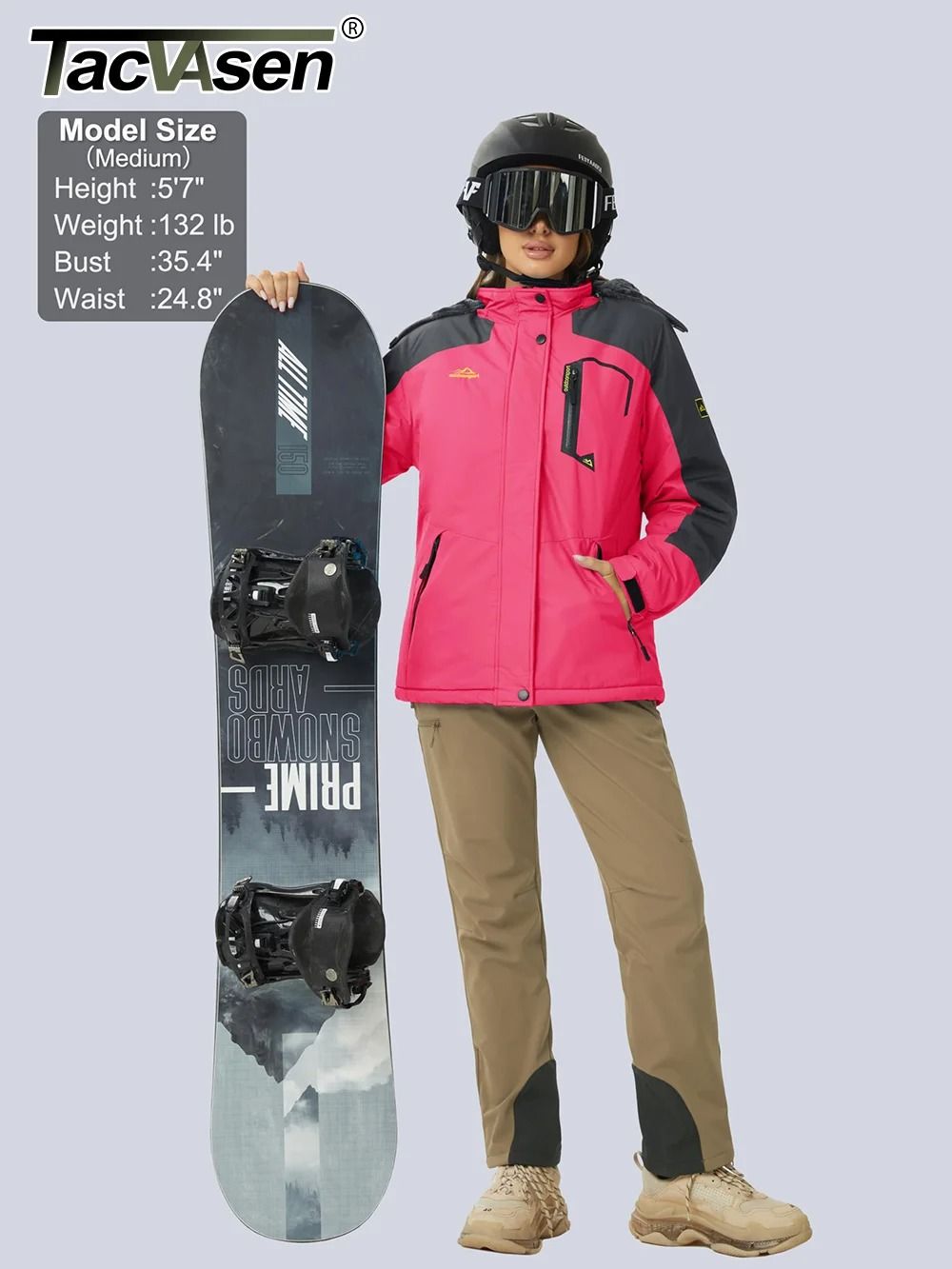 Winter Waterproof Ski Snowboard Jacket Womens Thermal Heavy Fleece Jacket Casual Work Rain Coat Windbreaker Park