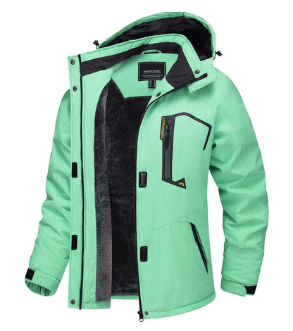 Winter Waterproof Ski Snowboard Jacket Womens Thermal Heavy Fleece Jacket Casual Work Rain Coat Windbreaker Park
