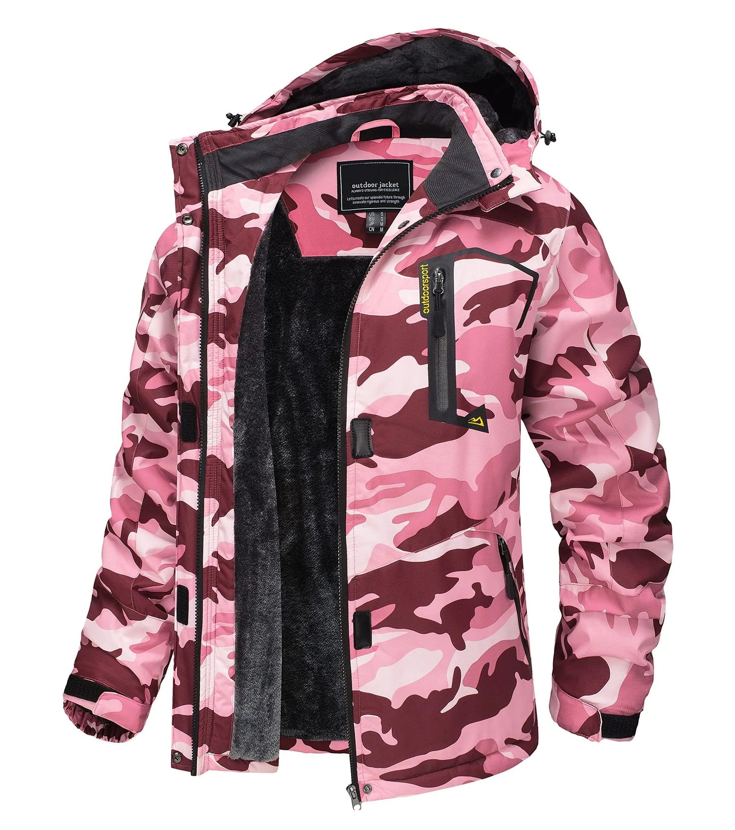 Winter Waterproof Ski Snowboard Jacket Womens Thermal Heavy Fleece Jacket Casual Work Rain Coat Windbreaker Park