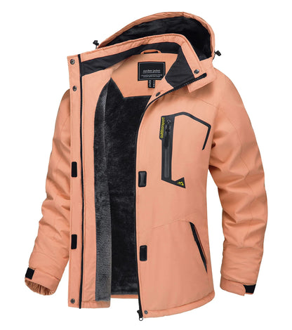 Winter Waterproof Ski Snowboard Jacket Womens Thermal Heavy Fleece Jacket Casual Work Rain Coat Windbreaker Park