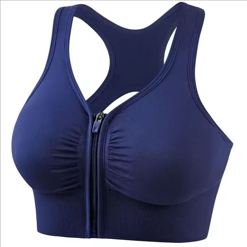 Womens Front Zipper Fitness Sports Bra Yoga Gym Top