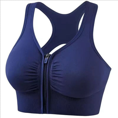 Womens Front Zipper Fitness Sports Bra Yoga Gym Top