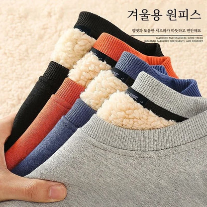 Winter Lamb Velvet Fleece Sweatshirt for Men Thickened Warm Casual Pullover