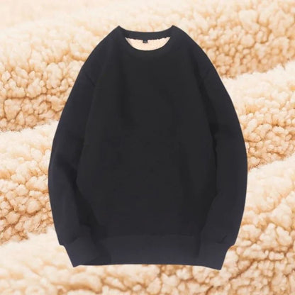 Winter Lamb Velvet Fleece Sweatshirt for Men Thickened Warm Casual Pullover