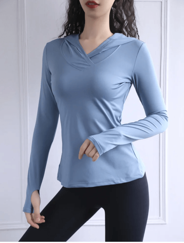 AirFlex Mesh Thumb Hole Yoga Top Lightweight Long-Sleeve Fitness Hoodie