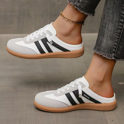 Women's Retro Slip-On Mule Sandals – Lightweight Backless Flat Shoes with Soft Bottom Comfort