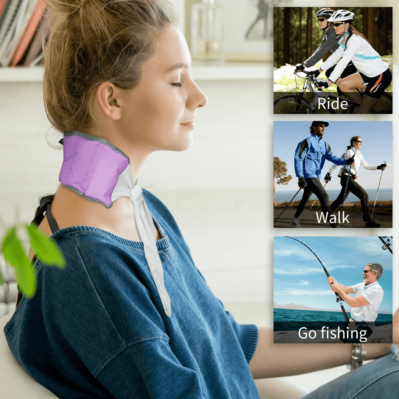 CoolComfort Evaporative Ice Neck Wrap Lightweight Reusable Cooling Scarf