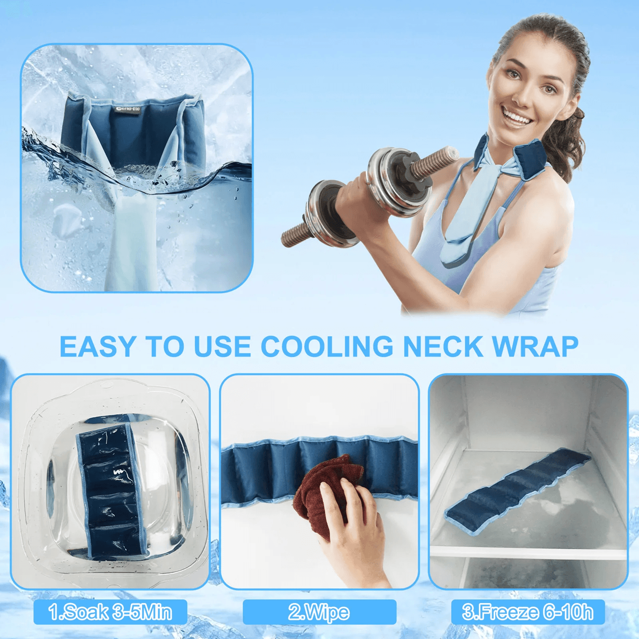 CoolComfort Evaporative Ice Neck Wrap Lightweight Reusable Cooling Scarf