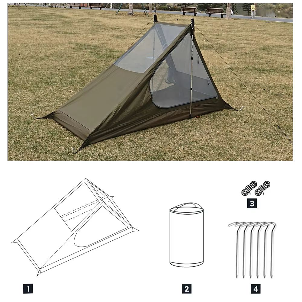 Ultralight 1-Person Backpacking Tent – Quick Setup Airy Mesh Shelter with Mosquito Protection for Camping & Trekking