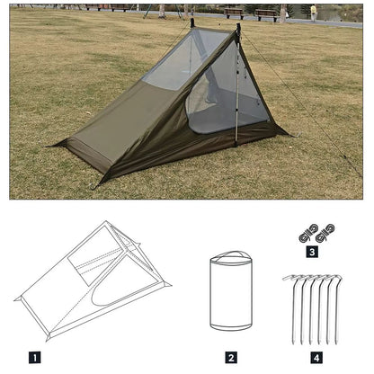 Ultralight 1-Person Backpacking Tent – Quick Setup Airy Mesh Shelter with Mosquito Protection for Camping & Trekking