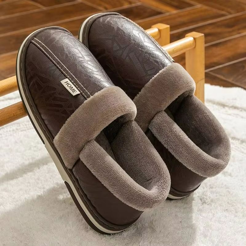 CozyStep Men's Winter Plush Slippers – Waterproof, Warm & Durable