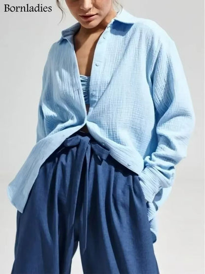 BreezeCotton Women's Long Sleeve Shirt – Lightweight, Stylish & 100% Cotton Comfort