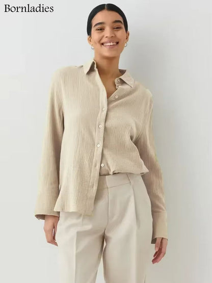 BreezeCotton Women's Long Sleeve Shirt – Lightweight, Stylish & 100% Cotton Comfort