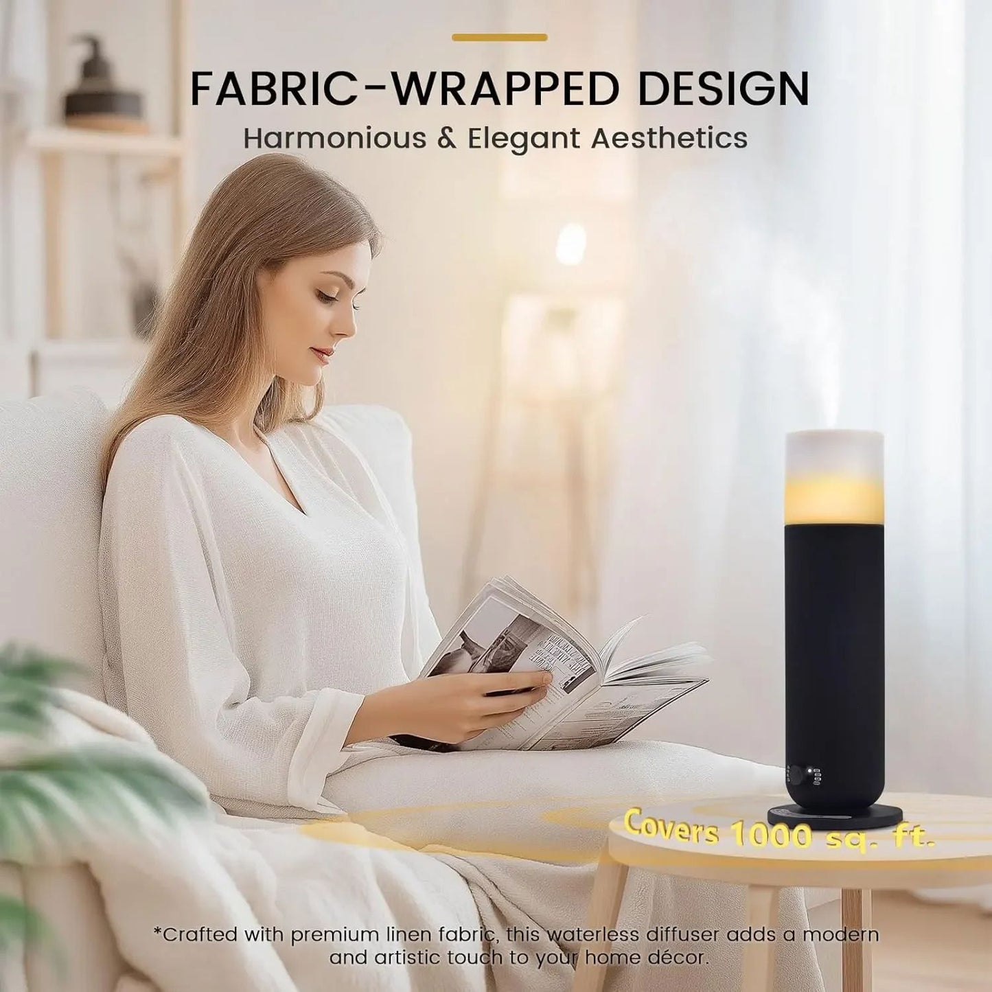 Waterless Essential Oil Diffuser with Candlelight, Hotel Room Fragrance Diffuser Machine, Atmosphere Lamp Electric Smell