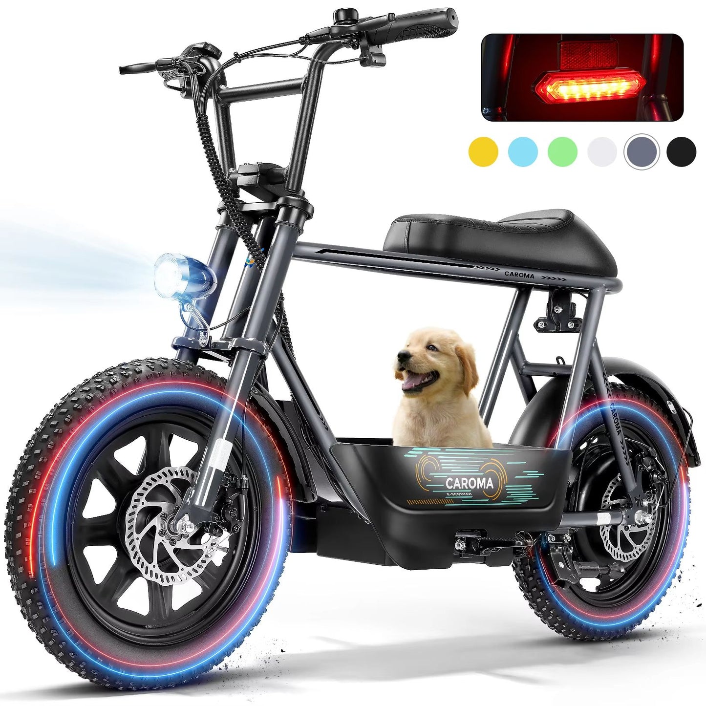 819W All-Terrain Electric Scooter with Seat – Fat Tire Commuter Ebike for Adults & Teens with Carry Basket