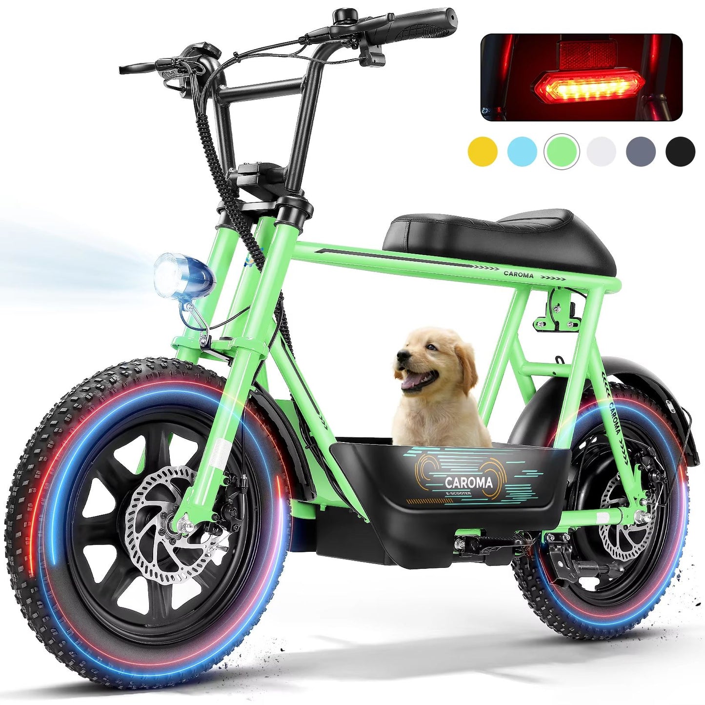 819W All-Terrain Electric Scooter with Seat – Fat Tire Commuter Ebike for Adults & Teens with Carry Basket