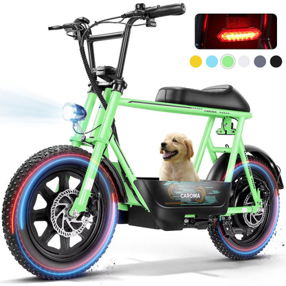 819W All-Terrain Electric Scooter with Seat – Fat Tire Commuter Ebike for Adults & Teens with Carry Basket