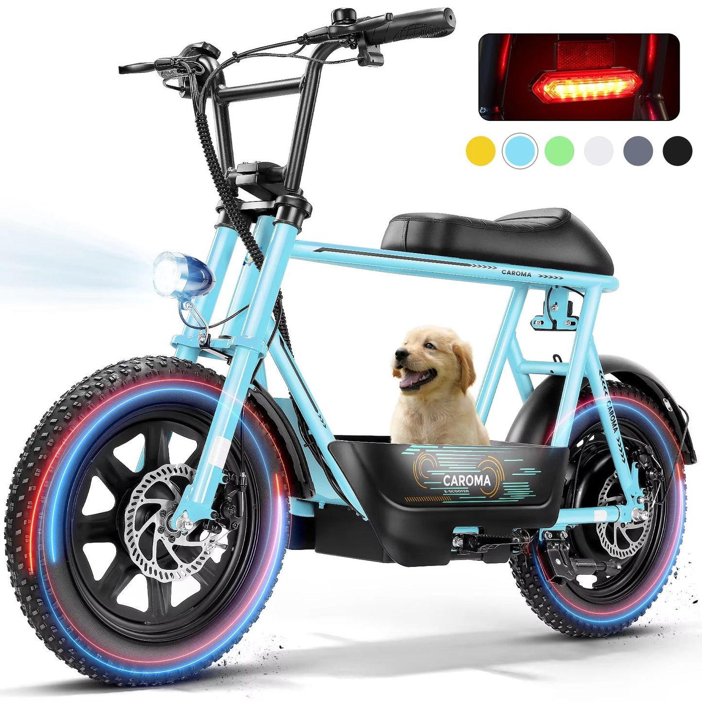 819W All-Terrain Electric Scooter with Seat – Fat Tire Commuter Ebike for Adults & Teens with Carry Basket