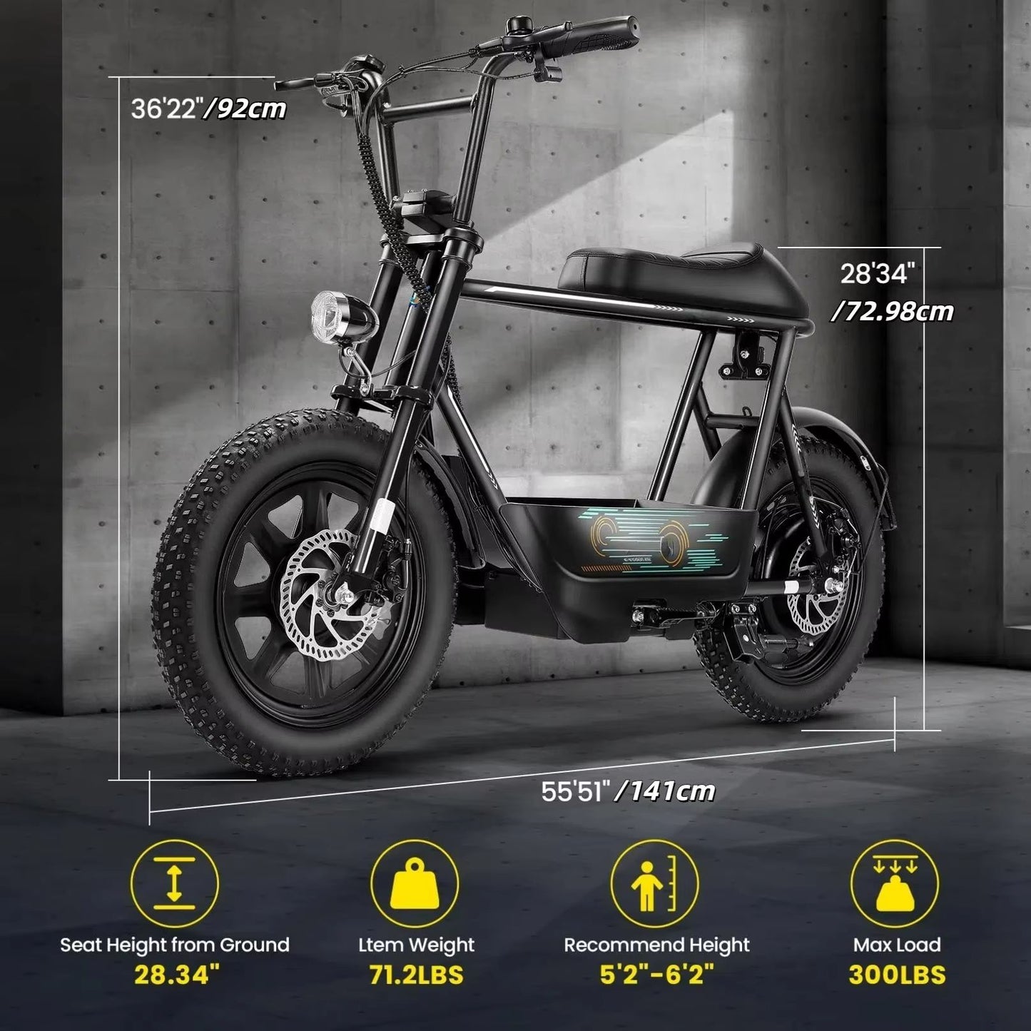 819W All-Terrain Electric Scooter with Seat – Fat Tire Commuter Ebike for Adults & Teens with Carry Basket